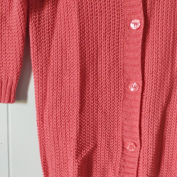 Kenneth Cole Select Linen Blend 3/4 Sleeve Button Front Coral Cardigan - Picture 3 of 5
